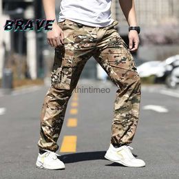 Men's Pants Outdoor Camouflage Casual Quick Drying Trousers Men's Waterproof Elastic Military Tactics Pants Mens Multi Pocket Training Pants YQ231213