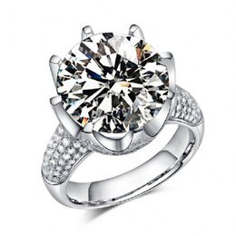 Jewellery Women Solitaire Round cut Big 8ct Topaz Diamonique Simulated Diamond 925 sterling silver Wedding Bridal Band Ring gift Siz283p