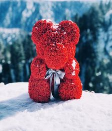 Rose Teddy Bear NEW Valentines Day Gift 25cm 40cm Flower Bear Artificial Decoration Christmas Gift for Women Valentines Gift9581164