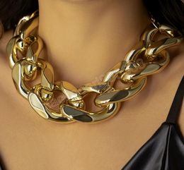 Exaggerated Large Chunky Thick Choker Necklace for Women Vintage Gold Colour Collar Cuban Chain Necklaces3316846