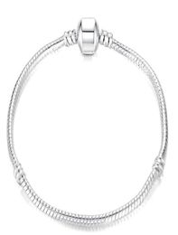 10pcs/lot Silver Plated Bangle Bracelets Chain with Barrel Clasp For DIY European Beads Bracelet C166650901
