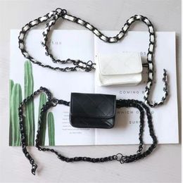 Waist Bags Women's Fanny Pack Luxury Black & White Chain Shoulder Crossbody Chest 2022 Fashion Lady Leather Mini Belt Bag Des228p