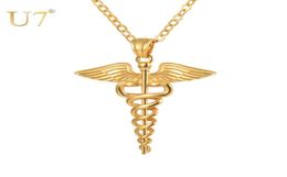 U7 Stainless Steel Caduceus Pendant Necklace Nurse Nursing Doctor Jewellery Graduation Gifts P1170 2103236897936