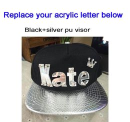 Custom Snapbacks 3D acrylic letters PU Leather flat Visor hats whole Adjustable Acrylic Hip Hop Cap8711670