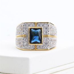 Natural Moissanite Gemstone 14K White Gold And Ring For Men Anillos De Hip Hop Bizuteria Wedding Rock Diamond Box Cluster Rings244K