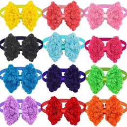 Dog Apparel 30pcs Valentine's Day Large Bow Tie Pet Grooming Product Chiffon Rose Style Necktie Supplies Accessories