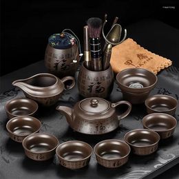 Teaware Sets High-grade Purple Sand Tea Set Office With A Semi-manual Tea-making Device Of Household Chinese Teapot Cover Bowl