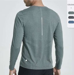 Men lu Yoga Outfit Sports Long Sleeve T-shirt Mens Sport Style Shirts Training Fitness Clothes Elastic Quick Dry Sportwear Top Plus Size 5XL5789