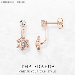 Dangle Earrings Earring Rose Gold Snowflake Romantic Women Gift High Quality 925 Sterling Silver Fashion Jewellery