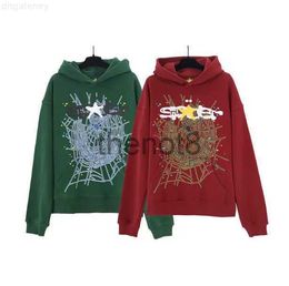 Sp5der Spider Web Foam Star Hunter Dark Green Maroon Deep Red Fashion Men's and Women's Hoodie SweaterPXRD PXRD