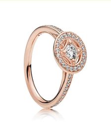 Line and Gem Noble Ring Authentic 925 Sterling Silver Plated 18K Gold Cubic Zirconia CZ Diamond with box Suitable for ring1050045