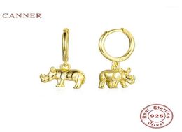 Hoop Huggie CANNER INS Wind Animal Rhino Earrings Hoops 925 Sterling Silver For Women Fashionable Jewellery Earring Brincos1274W7928381