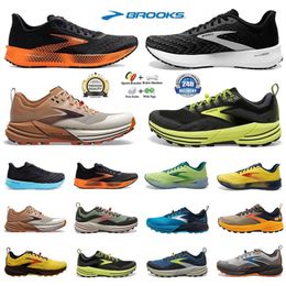 Designer Brooks Cascadia 16 Mens Running Shoes Hyperion Tempo Triple Black Branco cinza Amarelo Treinadores laranja de laranja ao ar livre Tênis esportivos casuais Caminhando