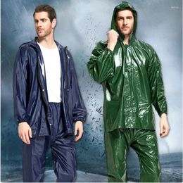 Men's Tracksuits Raincoat Rainpants Set Outdoor Cycling Or Working Waterproof Hiking Picking Full Body Split Rainwear Hooded Coats