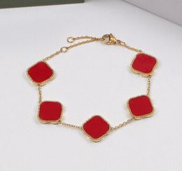 Classic Fashion Pendant Necklaces Four Leaf Clover bracelet 18K Gold Chain 5 flowers Shell Bracelets Charm Bangle Hand Jewellery 12 8985037