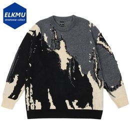 Men's Sweaters Punk Knitted Sweaters Men Distressed Designer Oversized Harajuku Streetwear Sweaters Fall Winter Hip Hop Knit Pullovers Tops 231212