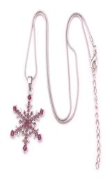 X7 Silver Tone Crystal Snow Pendant Necklace 18quot Snowflake Winter Christmas Holiday Jewellery Drop 3184238