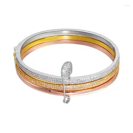 Bangle Silver White Rose Gold Colour Cuff Charm Bangles Jewellery Crystal Stone Luxury Fashion Punk Wedding Birthday Women's Bracelets