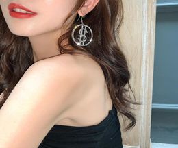 Dangle Earrings Minimalist Crytal Round Drop Earrings For Women Money Sign US Dollar Rhinestone Earring Jewelry8614870