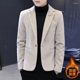 Men's Suits 2023Autumn And Winter Mink Suit For Young Men Casual Wool With Velvet Coat Slim Handsome Clothing Trend