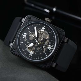 Fashion luxury designer BR Beller New Sport Rubber Strap mens Wristwatches Men Automatic Product Micro Men's B Square Fully Mechanical Tape Watch