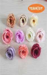 100 pçs 10 cores 5cm seda artificial vintage retro rosa camélia japonica flor cabeça bud para diy vestuário headwear decorativo acces1098324