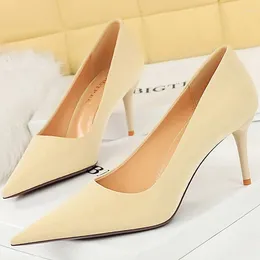 Dress Shoes BIGTREE Elegant Women 7.5cm 9.5cm High Heels Silk Satin Pumps Lady Green Stiletto Nightclub Wedding Prom 34-40