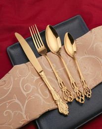 Flatware Sets 24pcslot Dinnerware Set Gold Cutlery Fork 304 Stainless Steel Spoon Royal Forks Knives Spoons Kitchen Tableware3178429