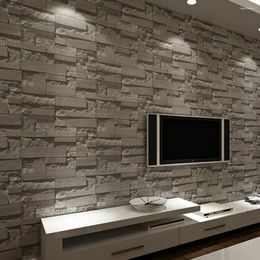 Wallpapers Papel De Parede Slate Stone Brick Effect Washable PVC Wall Paper Living Room Background Wallcovering Wallpaper Decor