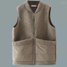 Women's Vests Vest Women Jacket Lamb Wool Gilet Spring Autumn Korean Fashion Sleeveless Waistcoat Single-Breasted Solid Chaleco Q336