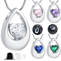 Pendant Necklaces 20pcs/lot Customised Cremation Urn Jewellery Teardrop With Crystal Necklace For Ashes Holder Stainless Steel Memorial