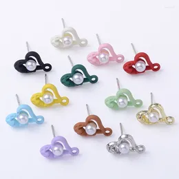 Stud Earrings 10 Pieces/Set 11 15 MM Heart Pendant For Girls Metal Handmade Jewellery Accessories