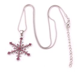 X7 Silver Tone Crystal Snow Pendant Necklace 18quot Snowflake Winter Christmas Holiday Jewelry Drop 9482347