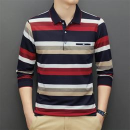 Men's Polos Men's Casual Long Sleeve Polo Shirt Fashion Solid Color Top 231212