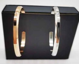 Fashion Simple Wristband Bangle Women039s Bracelet 16CM17CM Open Adjustment Designer Bracelets Silver Rosegold with Gift Box 72176032