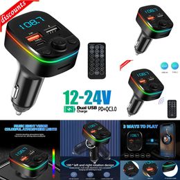 New Other Auto Electronics Car FM Transmitter Bluetooth 5.0 Handsfree With Type-C Dual USB 3.4A Fast Charger Ambient Light Cigarette lighter FM Modulator