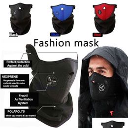 Cycling Caps & Masks Airsoft Warm Fleece Bike Half Face Mask Er Hood Protection Cycling Ski Sports Outdoor Winter Neck Drop Delivery S Dhtt8