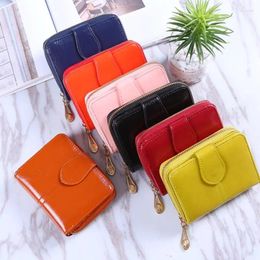 Wallets 2023 Short Wallet Fashion Women PU Zipper Card Holder Small Coin Pocket Lady Oil Wax Leather Retro Zero Purse Bag