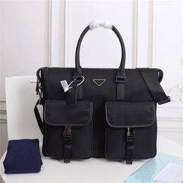 Men's black nylon designer waterproof briefcase high quality laptop bag large capacity casual simple office handbag214W