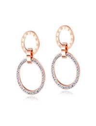 Roman Numerals Earrings Crystal Rose Gold Circle of Life Earrings in Stainless Steel233l2005588