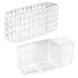 Storage Boxes 2pcs Compact Convenient 3 Slots Space Saving Clear Acrylic Eyebrow Pencil Desktop Display Daily Tidy Makeup Brush Holder