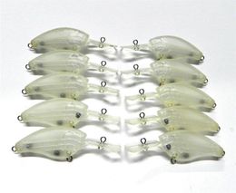 50Pcs Unpainted Fishing lure 9cm 10g Square Bill Blank Lures Medium Diving Crankbaits Plastic Baits body with Rattles7917453