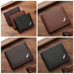 Storage Bags PU Leather Men's Short Wallet Vintage Large Capacity Thin Men Coin Pocket Money Clip Male Purse