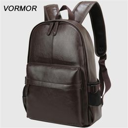 VORMOR Brand waterproof 14 inch laptop backpack men leather backpacks for teenager Men Casual Daypacks mochila male 220329272w