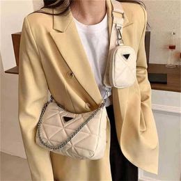 32% OFF Handbag High quality 2023 new bag Version Ling Lattice Strap Leather Diagonal Span2373