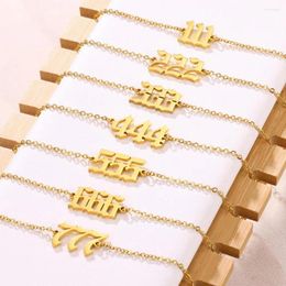 Anklets Stainless Steel Old English Number Bracelets For Women Gold Colour 444 777 Hand Chain Fashion Simple Jewellery Accessories Gifts