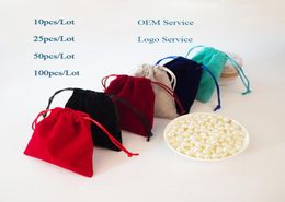 50PcsLot Good Velvet Jewlery Gift Bags Drawstring Packing Pouch 8x10 10x12 Velours Bag Pouches Can Do Logo Customized9103162