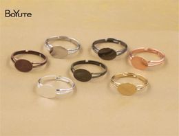 BoYuTe 50Pcs 2 Colors Plated Adjustable Ring Blank Tray Bezel 6MM 8MM 10MM 12MM Cabochon Base Setting Diy Jewelry Accessories2108665