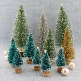 Christmas Decorations 12Pcs Mini Atifical Tree Sisal Silk Cedar Decoration Small Blue Green White Ornament Supplies