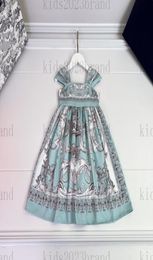 2023 girls embroidery dress court style sleeveless mesh skirt highend girls dresses summer princess dress brand designer kids ple3638931